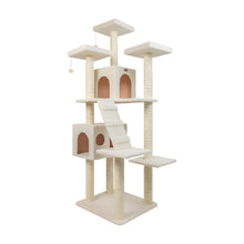 Pressed Wood Cat Tree with Sisal Posts, Multi-Level Ramp Tower and Condos