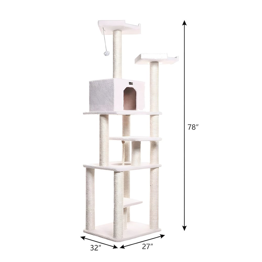 Pressed Wood Six-Level Cat Tower with Two Condos and Sisal Posts