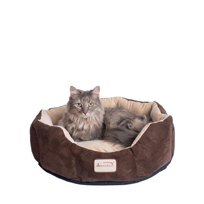 Pet Bed With Polyfill In Beige & Mocha For Cats And Extra Small Dogs