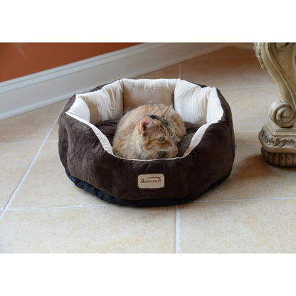 Pet Bed With Polyfill In Beige & Mocha For Cats And Extra Small Dogs