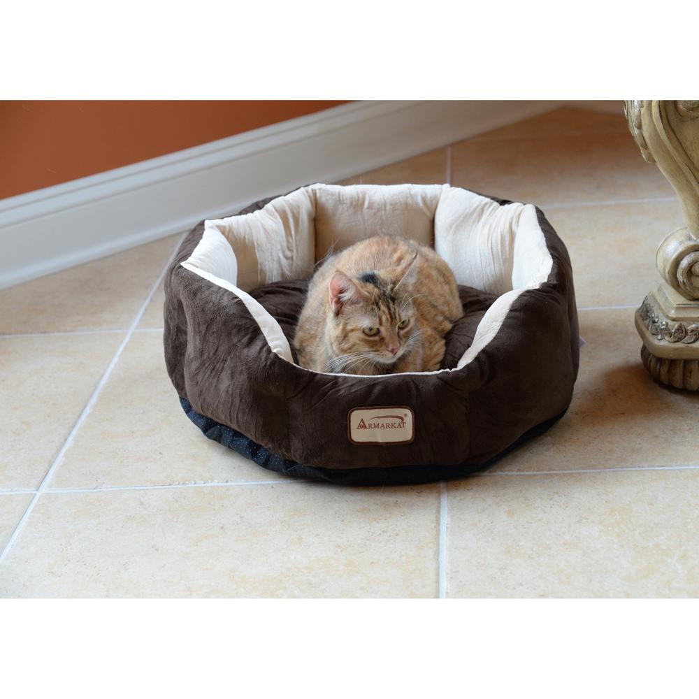 Pet Bed With Polyfill In Beige & Mocha For Cats And Extra Small Dogs