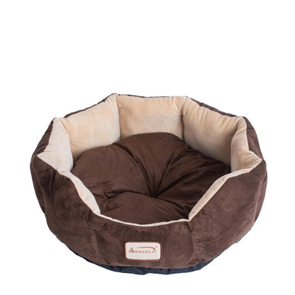 Pet Bed With Polyfill In Beige & Mocha For Cats And Extra Small Dogs