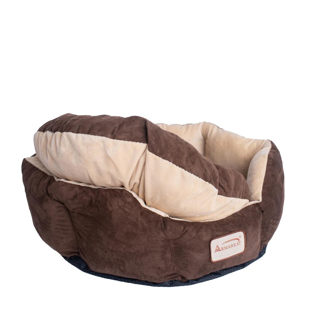 Pet Bed With Polyfill In Beige & Mocha For Cats And Extra Small Dogs