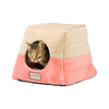 2-In-1 Cat Bed Cave Shape And Cuddle Pet Bed, Orange/Beige