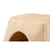 2-In-1 Cat Bed Cave Shape And Cuddle Pet Bed, Orange/Beige