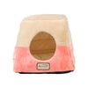 2-In-1 Cat Bed Cave Shape And Cuddle Pet Bed, Orange/Beige
