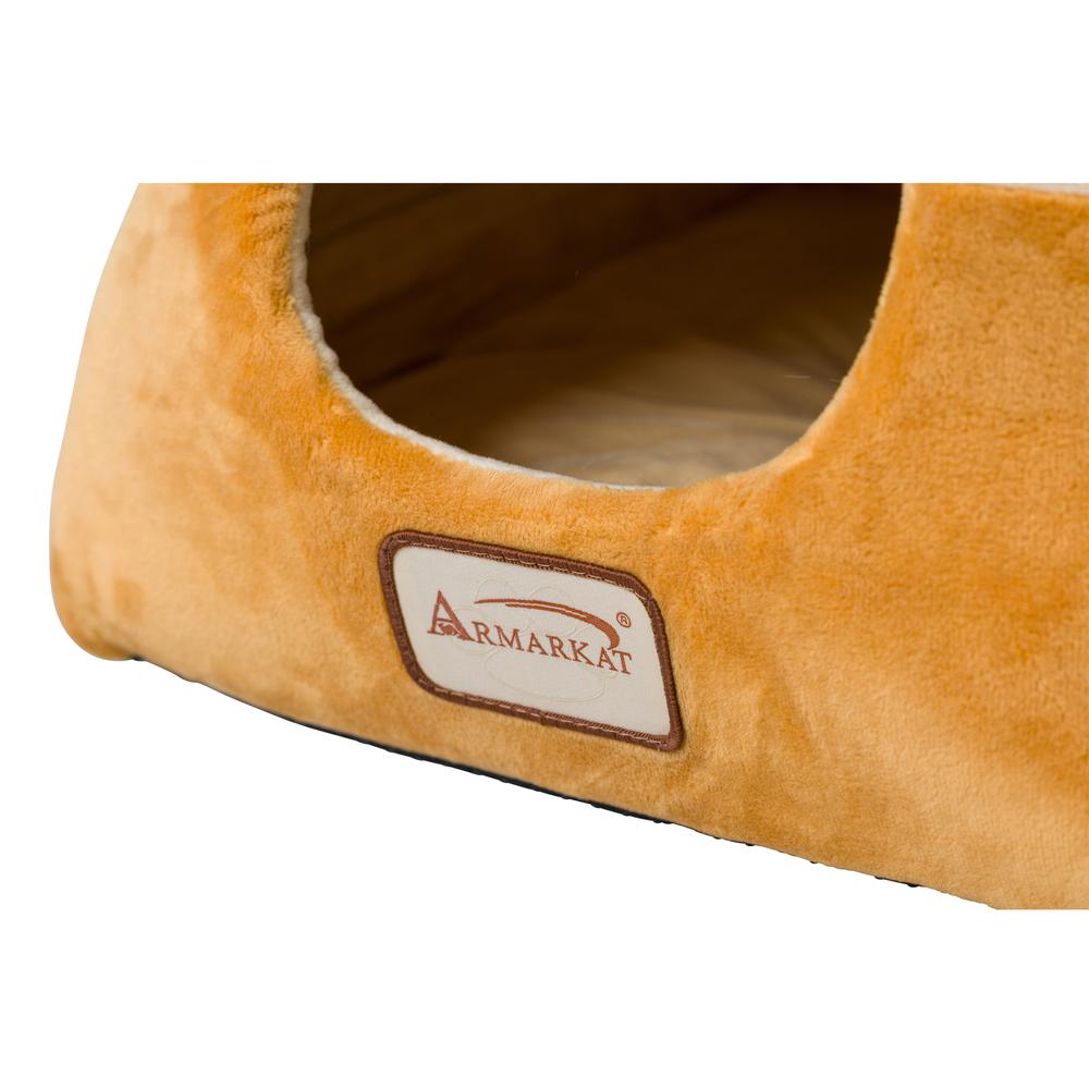 2-In-1 Cat Bed Cave Shape And Cuddle Pet Bed, Brown/Beige