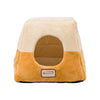 2-In-1 Cat Bed Cave Shape And Cuddle Pet Bed, Brown/Beige