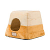 2-In-1 Cat Bed Cave Shape And Cuddle Pet Bed, Brown/Beige