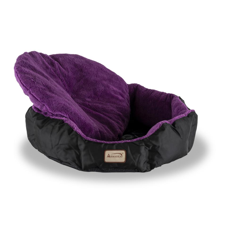 Large, Soft Cat Bed In Purple And Black