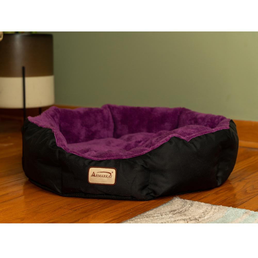 Large, Soft Cat Bed In Purple And Black