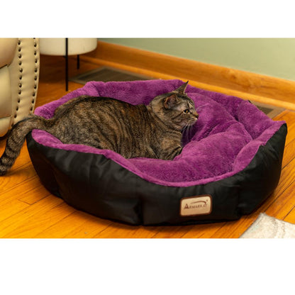 Large, Soft Cat Bed In Purple And Black
