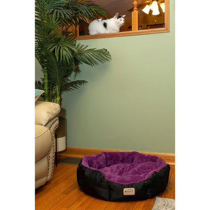 Large, Soft Cat Bed In Purple And Black