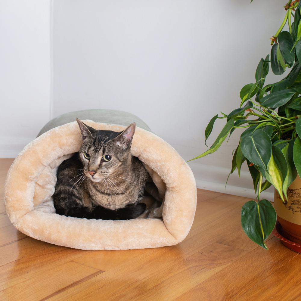 Cat Bed Sage Green & Beige