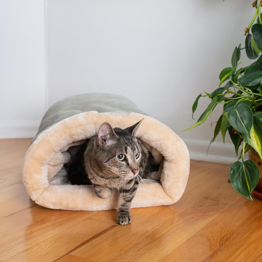 Cat Bed Sage Green & Beige