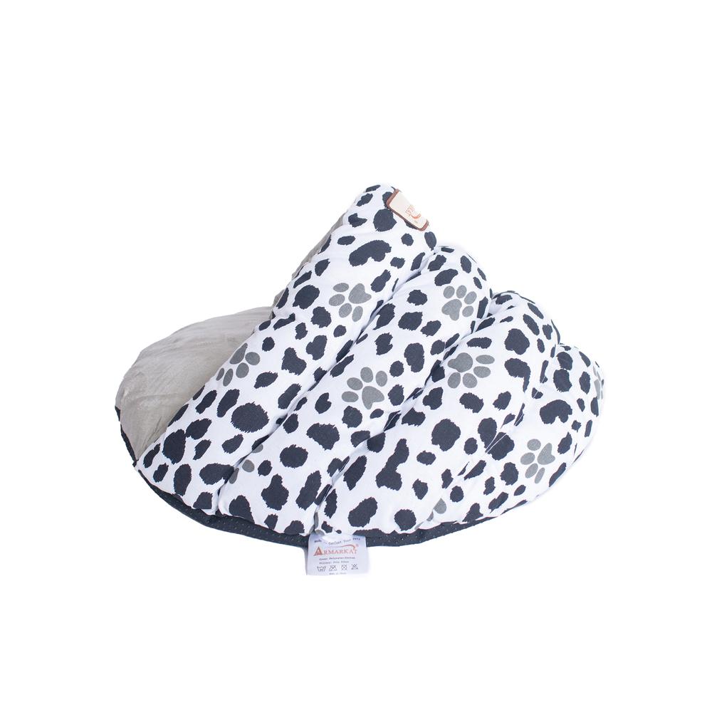 Cat Bed Sage Green Paw Print Pattern