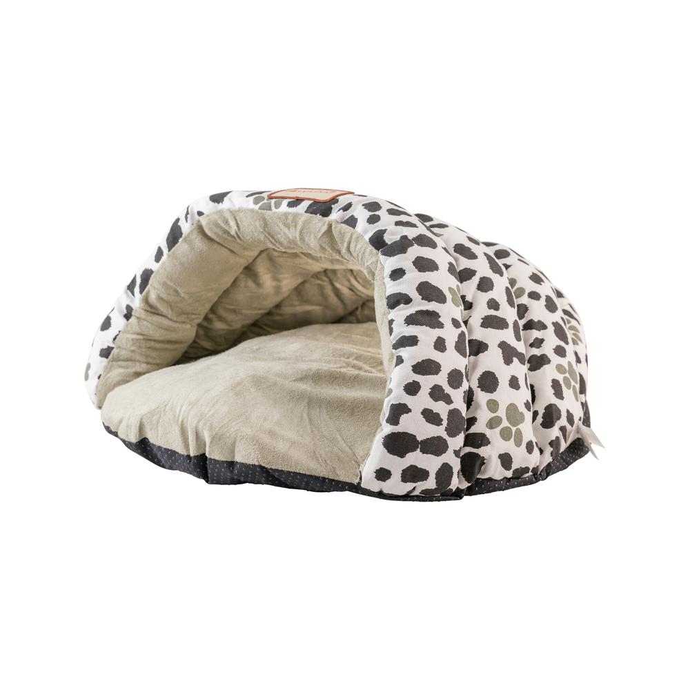 Cat Bed Sage Green Paw Print Pattern