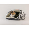 Cat Bed Sage Green Paw Print Pattern