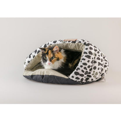 Cat Bed Sage Green Paw Print Pattern