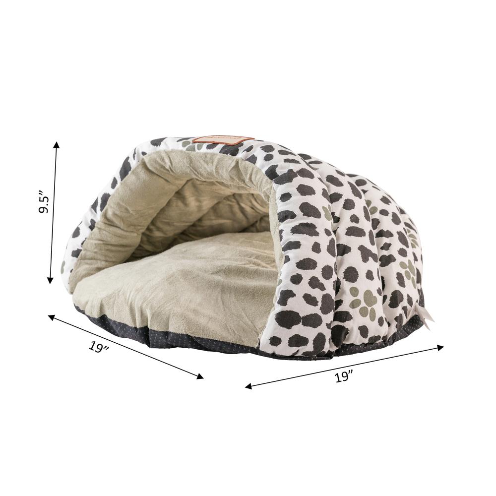 Cat Bed Sage Green Paw Print Pattern