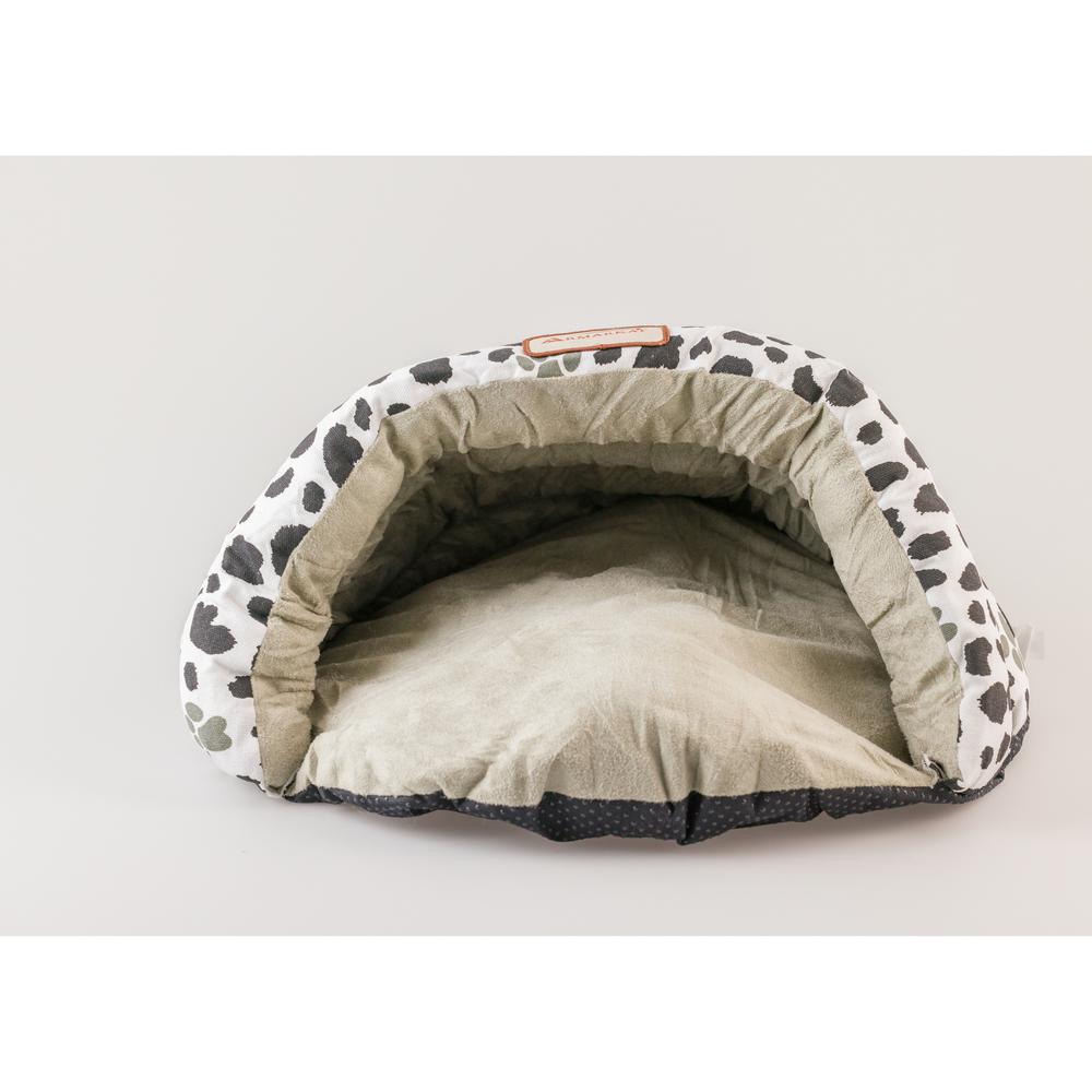 Cat Bed Sage Green Paw Print Pattern