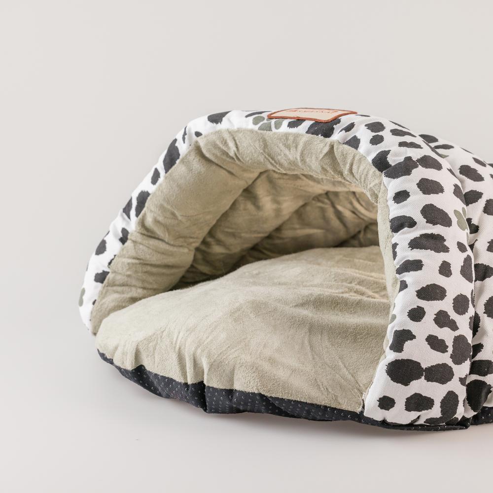 Cat Bed Sage Green Paw Print Pattern