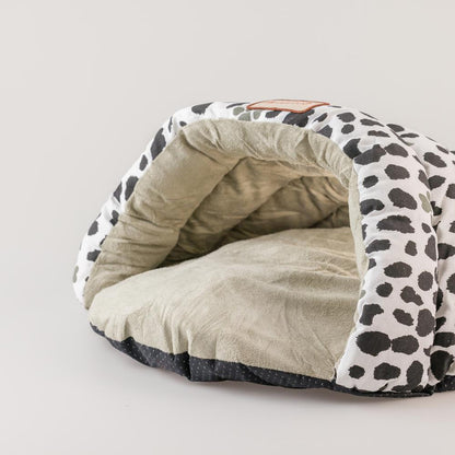 Cat Bed Sage Green Paw Print Pattern