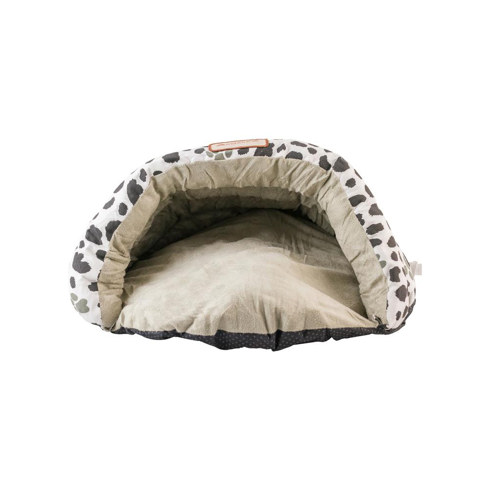Cat Bed Sage Green Paw Print Pattern