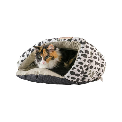 Cat Bed Sage Green Paw Print Pattern