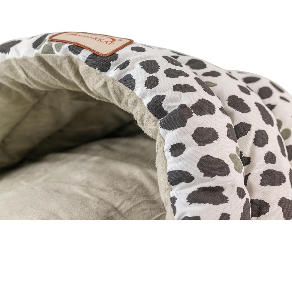 Cat Bed Sage Green Paw Print Pattern