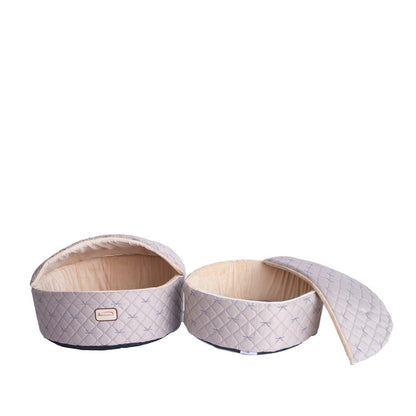 Cat Bed, Small, Pale Silver And Beige