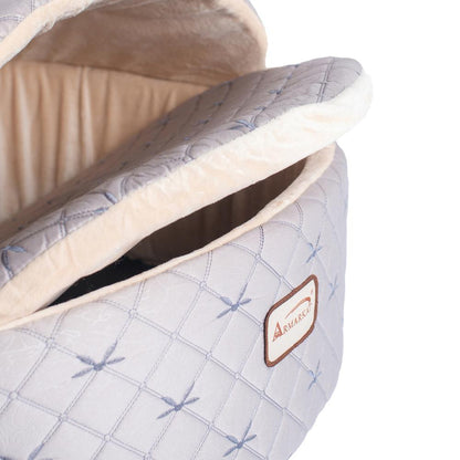 Cat Bed, Small, Pale Silver And Beige