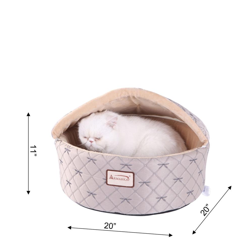Cat Bed, Small, Pale Silver And Beige