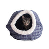 Cuddle Cave Cat Bed C44 For Cats & Puppy Dogs, Blue Checkered