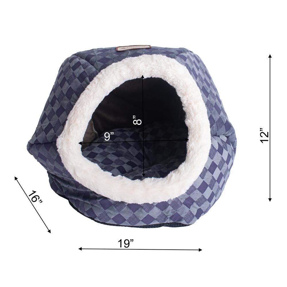 Cuddle Cave Cat Bed C44 For Cats & Puppy Dogs, Blue Checkered
