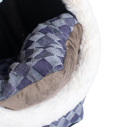 Cuddle Cave Cat Bed C44 For Cats & Puppy Dogs, Blue Checkered
