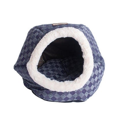 Cuddle Cave Cat Bed C44 For Cats & Puppy Dogs, Blue Checkered