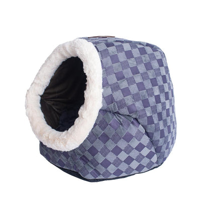 Cuddle Cave Cat Bed C44 For Cats & Puppy Dogs, Blue Checkered