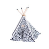 Cat Bed Teepee Style, White W/Black Paw Print