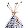 Cat Bed Teepee Style, White W/Black Paw Print