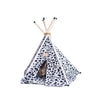 Cat Bed Teepee Style, White W/Black Paw Print
