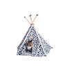 Cat Bed Teepee Style, White W/Black Paw Print