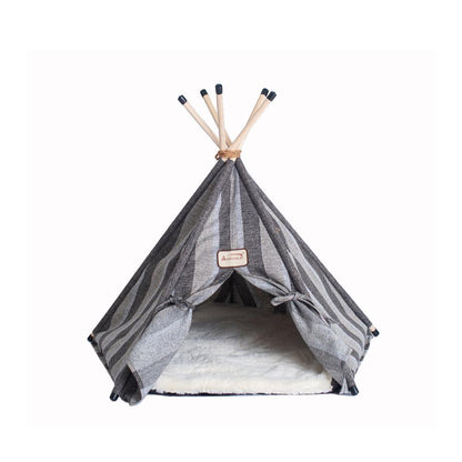 Cat Bed, Teepee Style With Striped Pattern