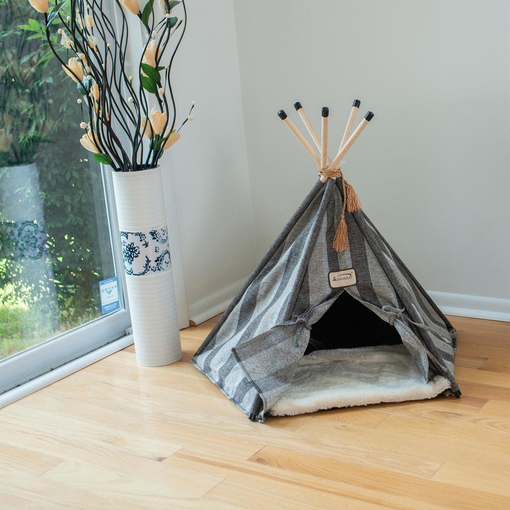 Cat Bed, Teepee Style With Striped Pattern