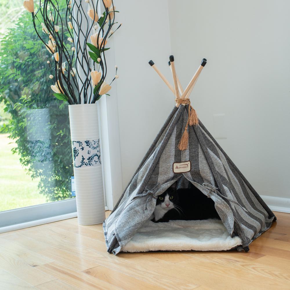 Cat Bed, Teepee Style With Striped Pattern