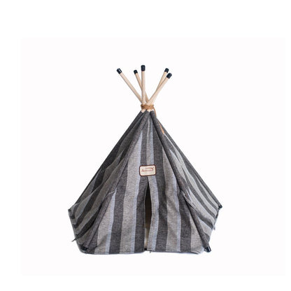 Cat Bed, Teepee Style With Striped Pattern