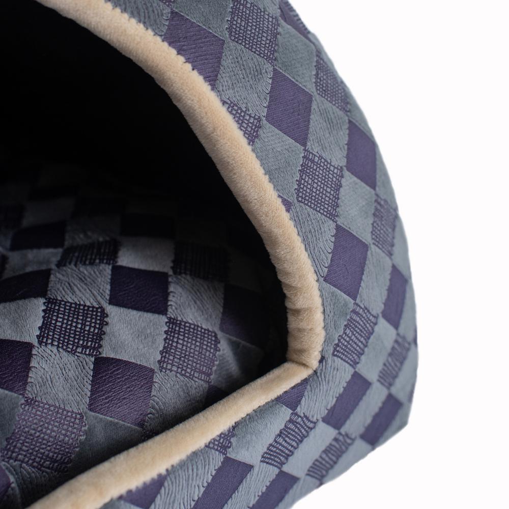 Cat Bed, Purple Gray Combo Checkered Pattern