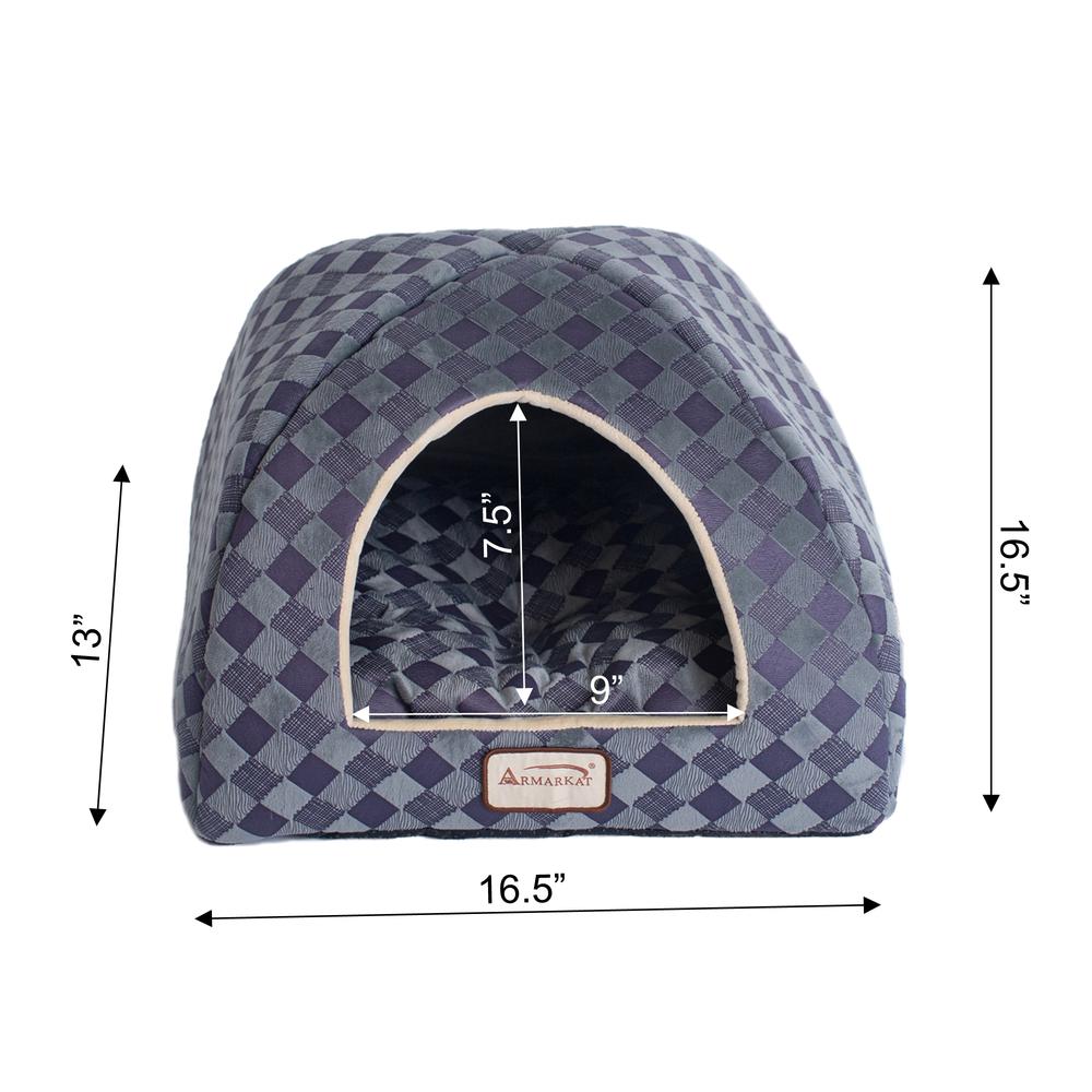 Cat Bed, Purple Gray Combo Checkered Pattern