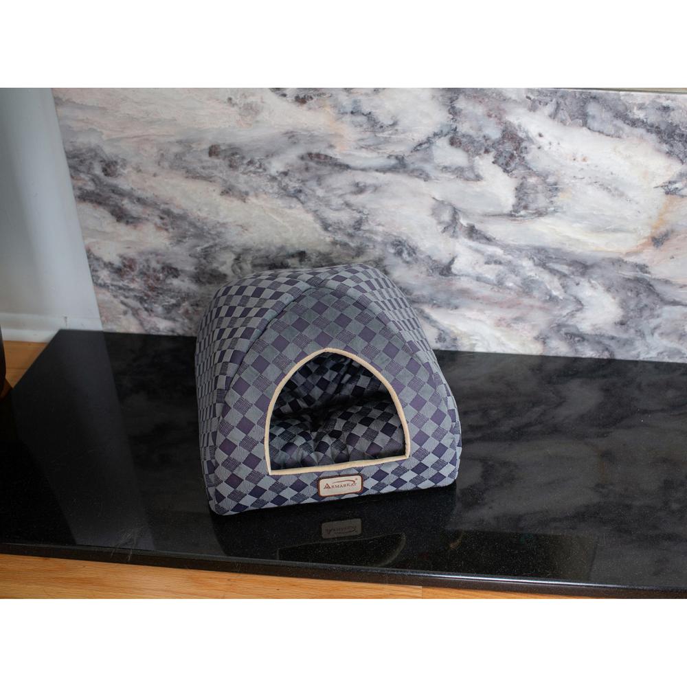 Cat Bed, Purple Gray Combo Checkered Pattern