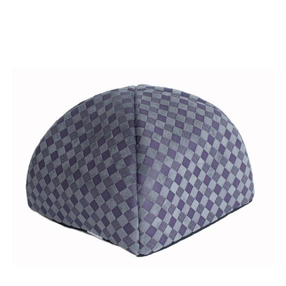 Cat Bed, Purple Gray Combo Checkered Pattern
